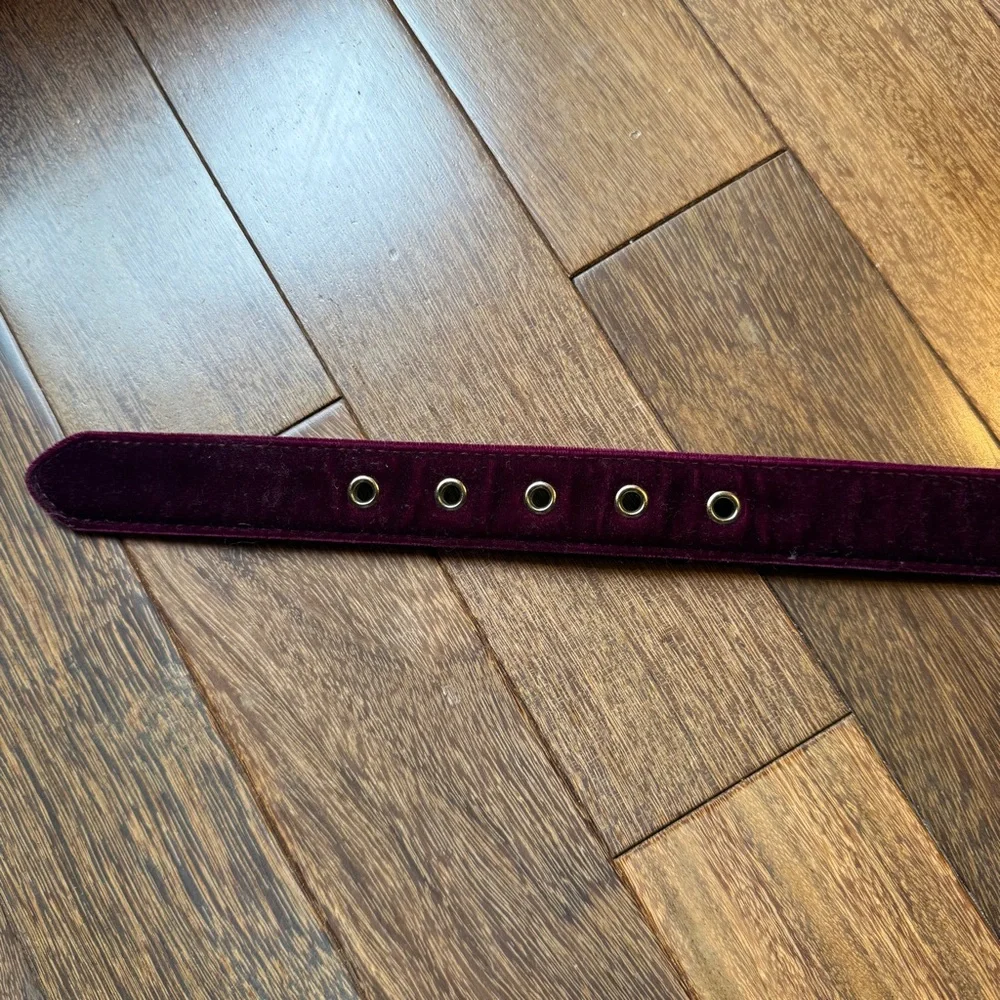 Ann Taylor Elegant Purple Velvet Belt with Gold Buckle Size Small